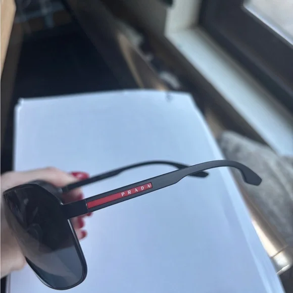 Stylish Black Prada Shield Sunglasses SPS53V1BO5S0 Linea Rosa